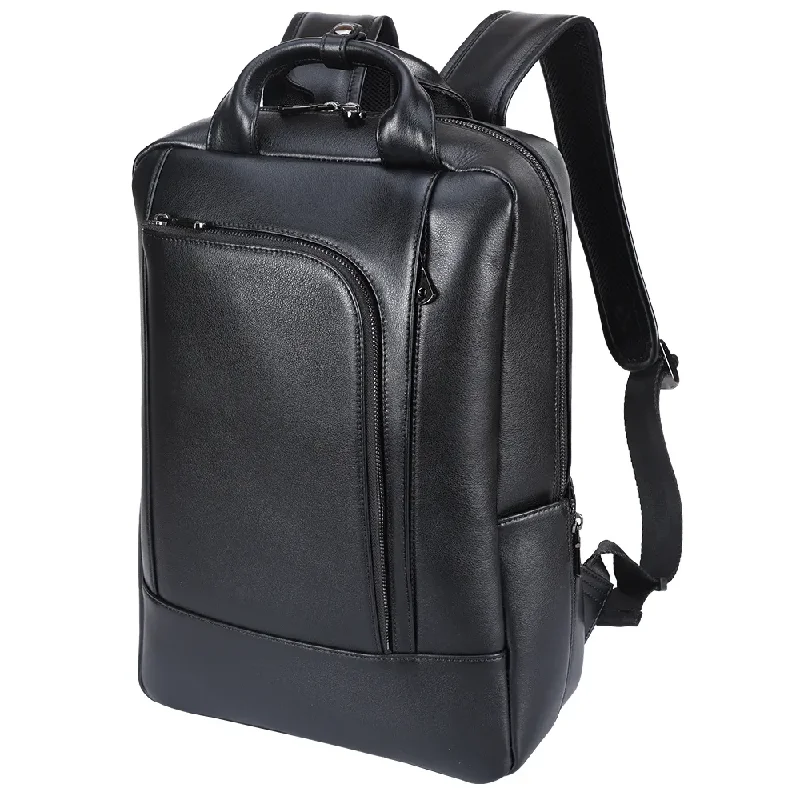 Backpacks for daily hikes-Black Leather Work & Travel Backpack