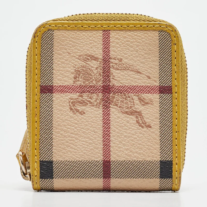 wallets for small style-Burberry Beige/yellow Haymarket Check Pvc And Leather Coin Purse