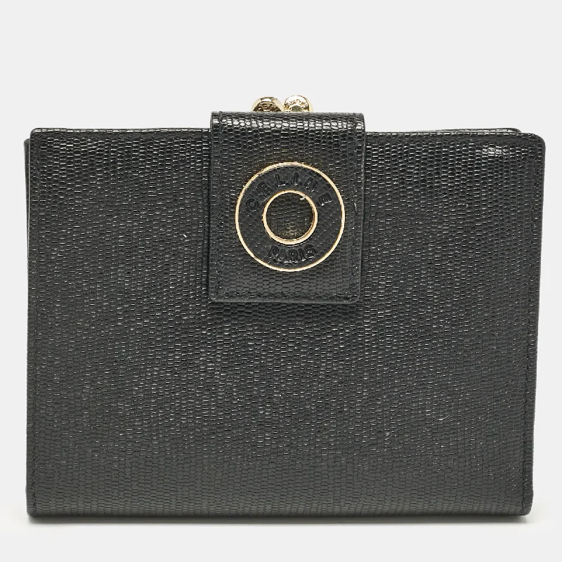 wallets for daily finish-Celine Black Textured Leather Vintage French Wallet