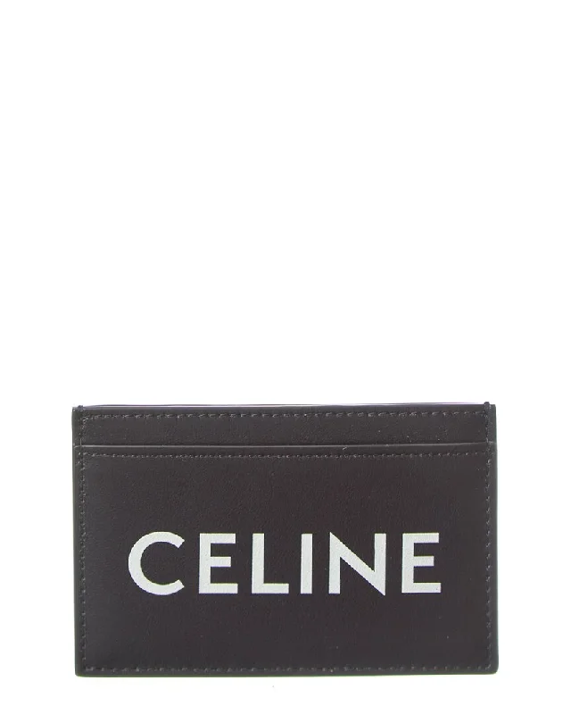 wallets with modern texture-CELINE Logo Leather Card Case