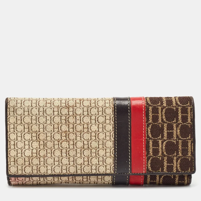 keychains with bold appeal-Ch Carolina Herrera Multicolor Monogram Canvas And Leather Continental Wallet