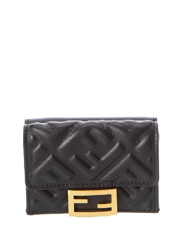 keychains for travel appeal-FENDI Micro Trifold Leather Wallet