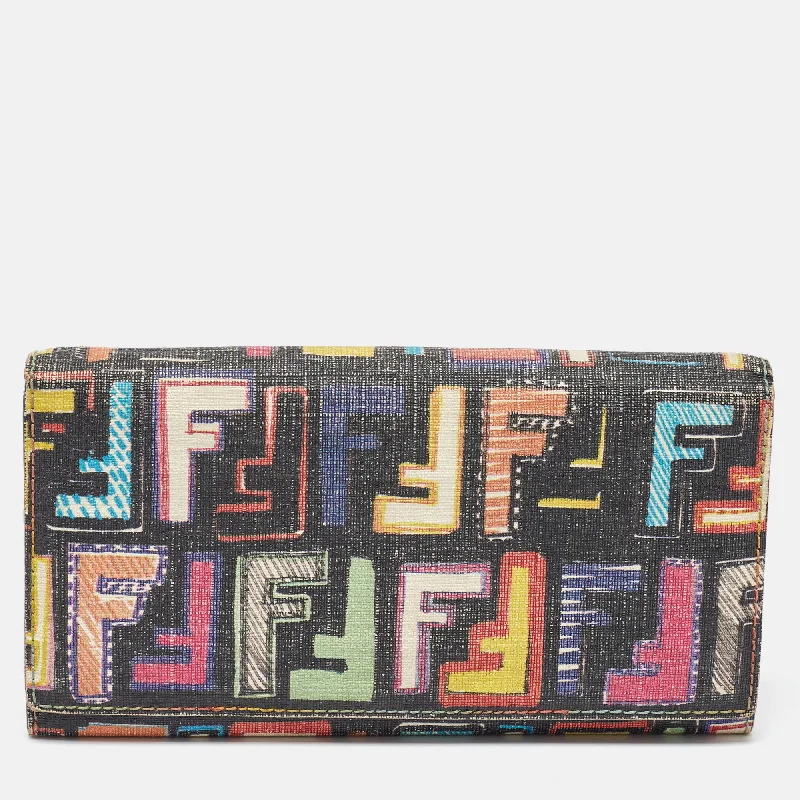 keychains for special occasions-Fendi Multicolor Zucca Coated Canvas Flap Continental Wallet