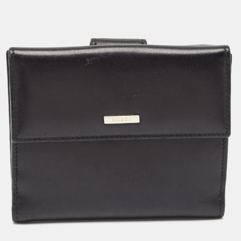 wallets for daily texture-Gucci Black Leather French Wallet