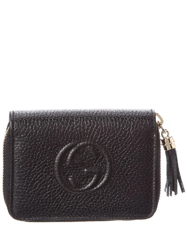 wallets with leather finish-Gucci GG Leather Coin Purse