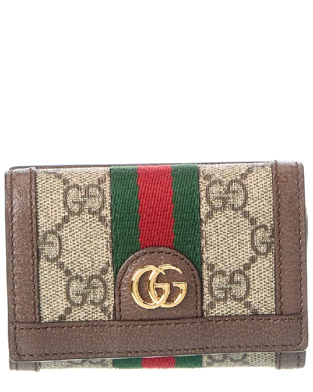 wallets for casual appeal-Gucci GG Supreme Canvas & Leather Wallet