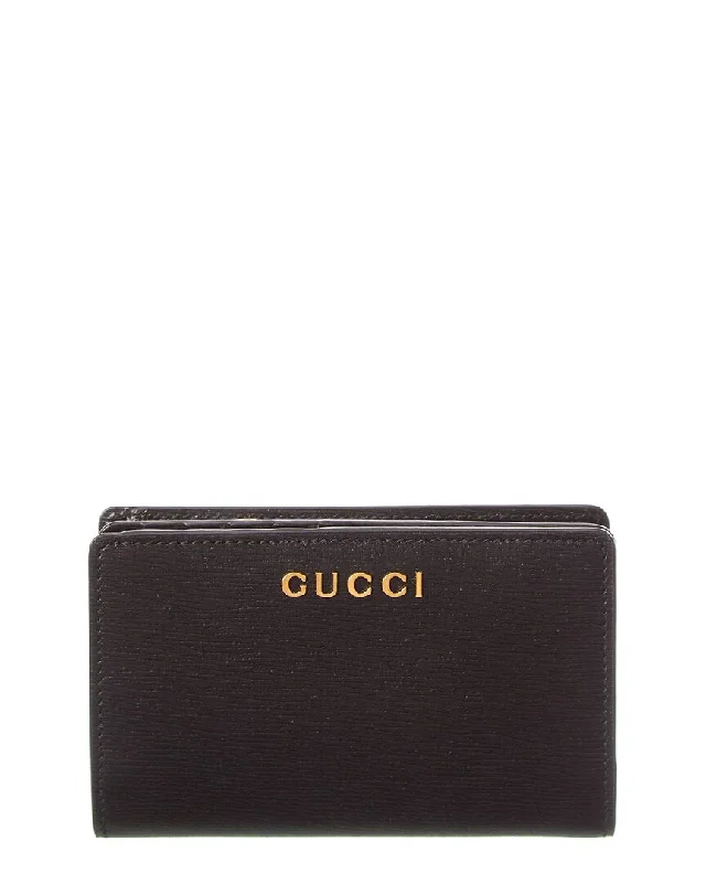 keychains with sleek appeal-Gucci Script Leather Card Case