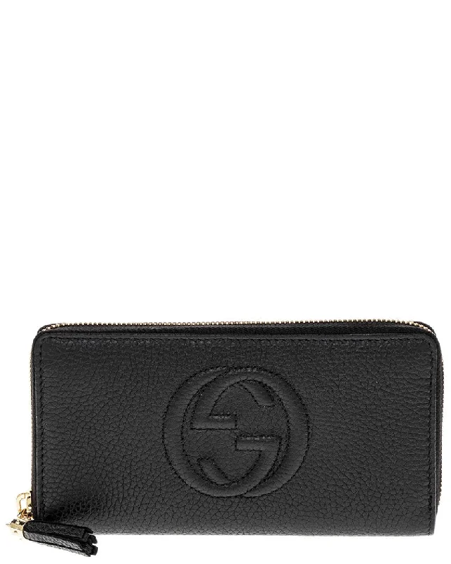 wallets with leather texture-Gucci Soho Leather Zip Around Wallet