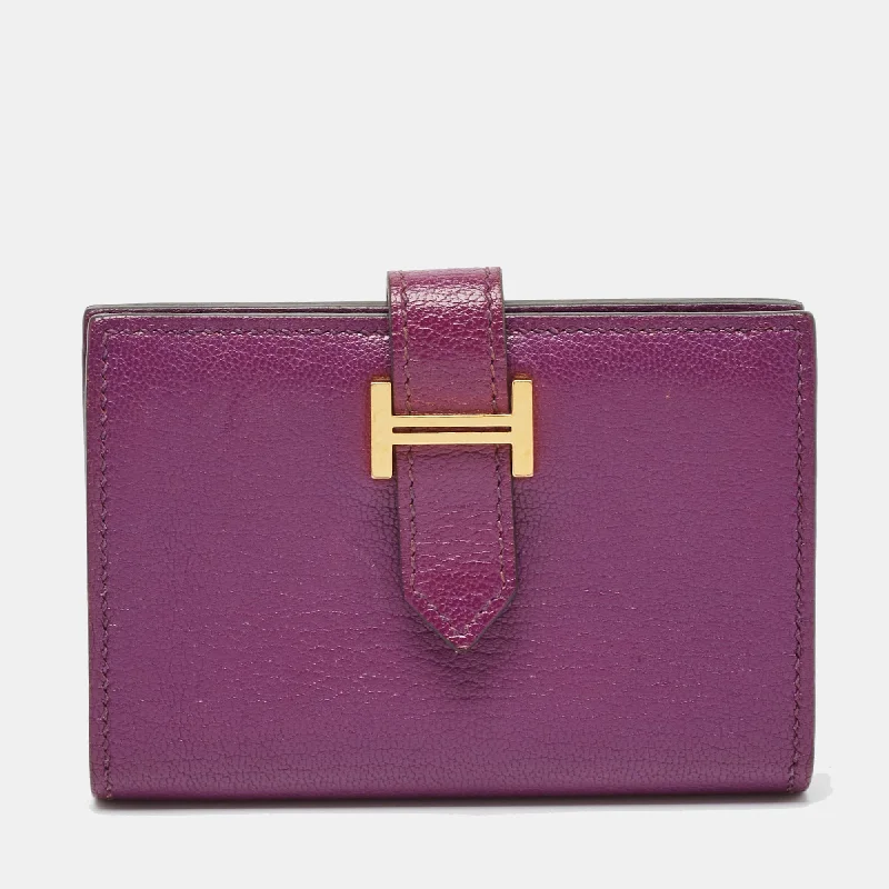 wallets for daily style-Hermes Anemone Chevre Chamkila Leather Bearn Card Holder