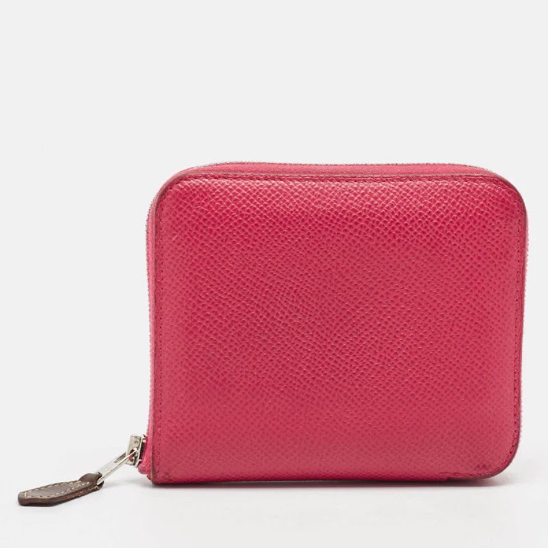 wallets for daily appeal-Hermes Rose Extreme Epsom Leather Silk'in Compact Wallet