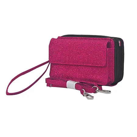 backpack for hiking with side pockets-Backpack with expandable storage-Hot Pink Glitter NGIL Canvas All in One Wallet