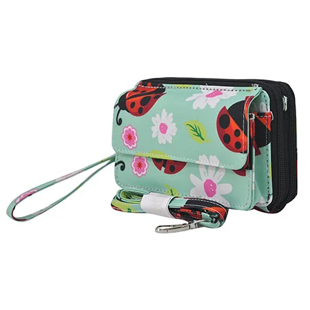 backpack for tech devices with extra pockets-Backpack with snack pouch-Lady-Bug NGIL Canvas All in One Wallet