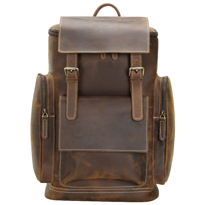 Backpacks with lightweight material-Leather Backpack for Men for 15.6" Laptop