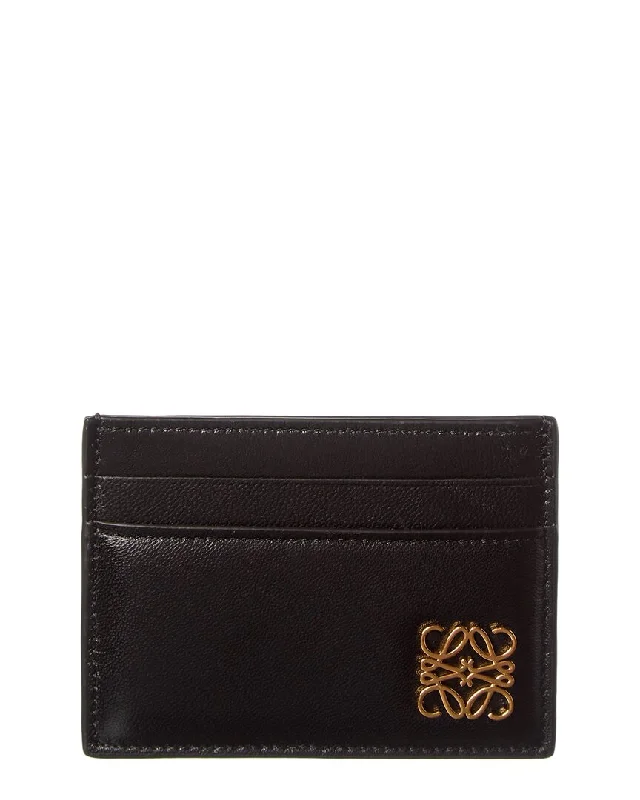 keychains for key management-Loewe Anagram Plain Leather Card Holder