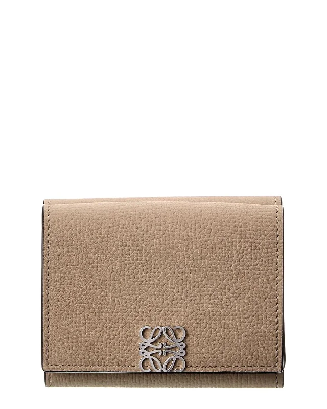 wallets with durable finish-Loewe Anagram Trifold Leather Wallet