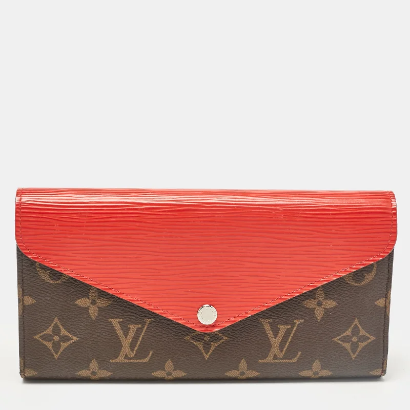 keychains for key organization-Louis Vuitton Cherry Epi Leather And Monogram Canvas Marie-Lou Long Wallet