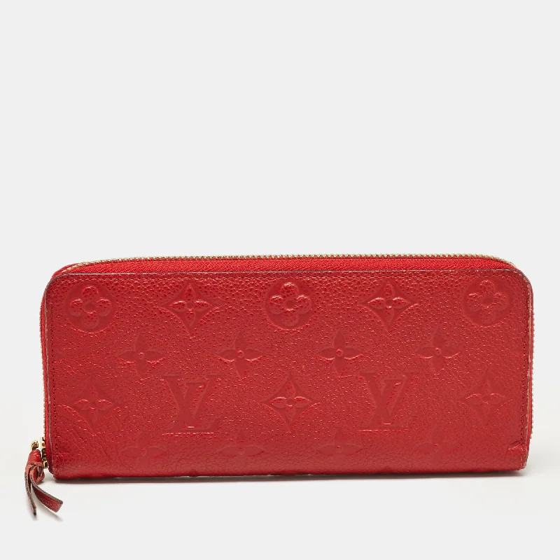 wallets with sleek texture-Louis Vuitton Cherry Monogram Empreinte Leather Clemence Wallet