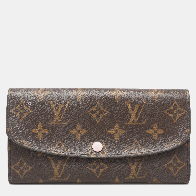 wallets with slim texture-Louis Vuitton Monogram Canvas And Leather Emilie Continental Wallet