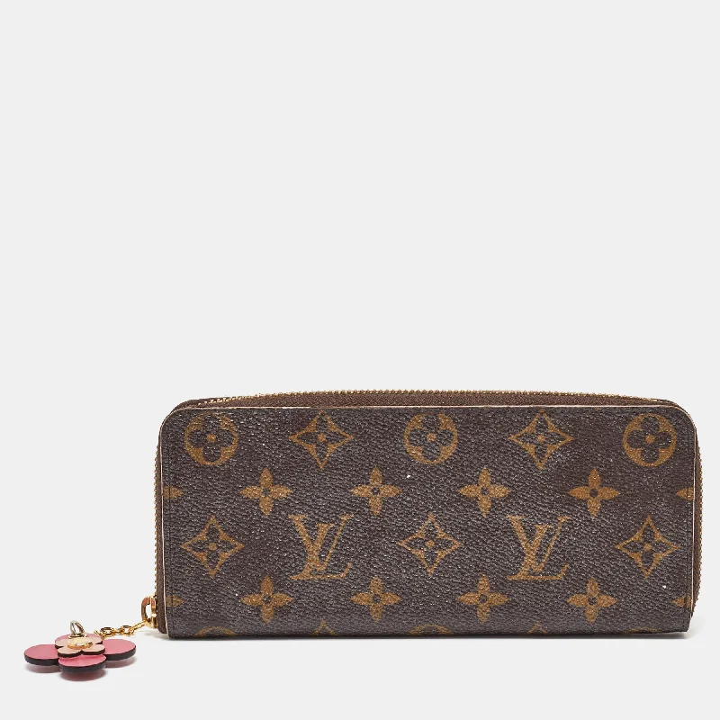 custom wallets with engraving-Louis Vuitton Monogram Canvas Clemence Wallet