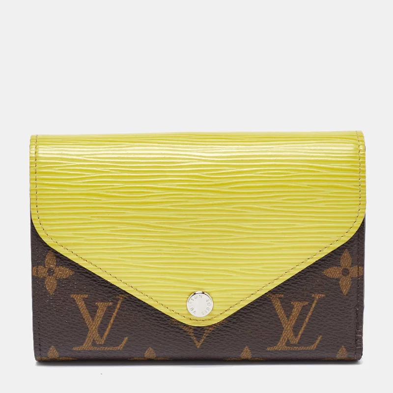 bifold wallets for cash-Louis Vuitton Yellow Epi Leather And Monogram Canvas Marie-Lou Wallet