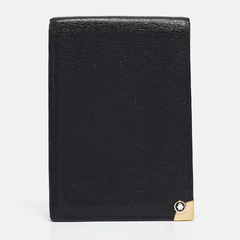 wallets for daily style-Montblanc Black Leather Meisterstuck Bifold Wallet