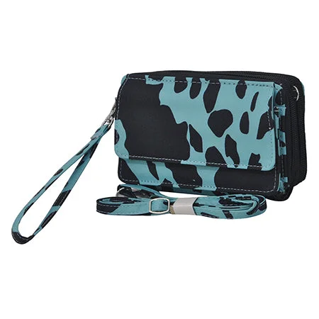 stylish women’s backpack for work-Backpack for short hikes-Neon Cow Turquoise NGIL Canvas All in One Wallet