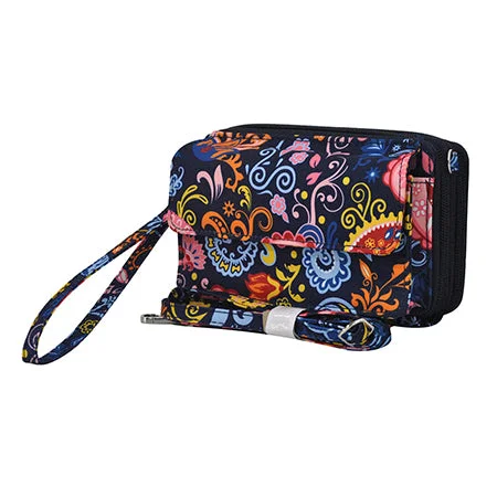 backpack for commuters with padded laptop sleeve-Backpack for summer camps-Paisley Whirl NGIL Canvas All in One Wallet