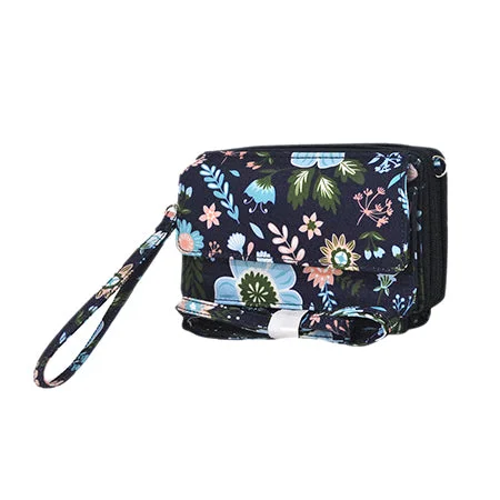 travel backpack for frequent flyers-Backpack with phone charger-Pastel Floral NGIL Canvas All in One Wallet