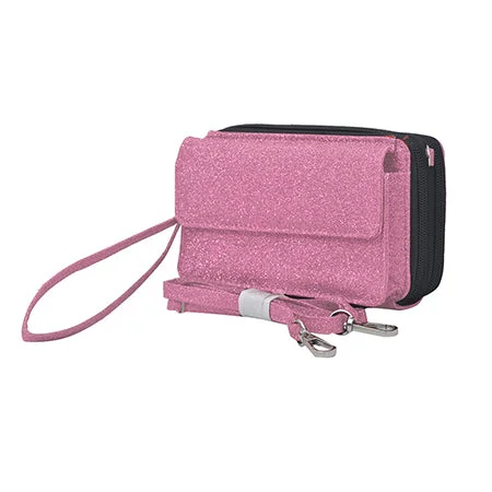 practical backpack for everyday use-Backpack with noise-canceling pocket-Pink Glitter NGIL Canvas All in One Wallet