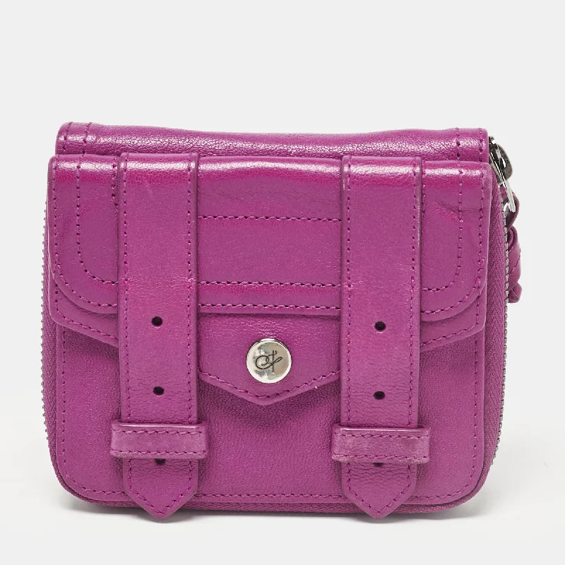 wallets with ID window-Proenza Schouler Magenta Leather Ps1 Compact Wallet