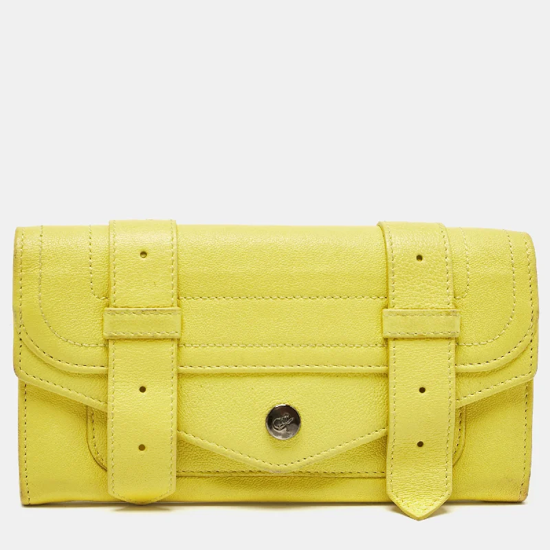 keychains for travel appeal-Proenza Schouler Yellow Leather Ps1 Continental Wallet