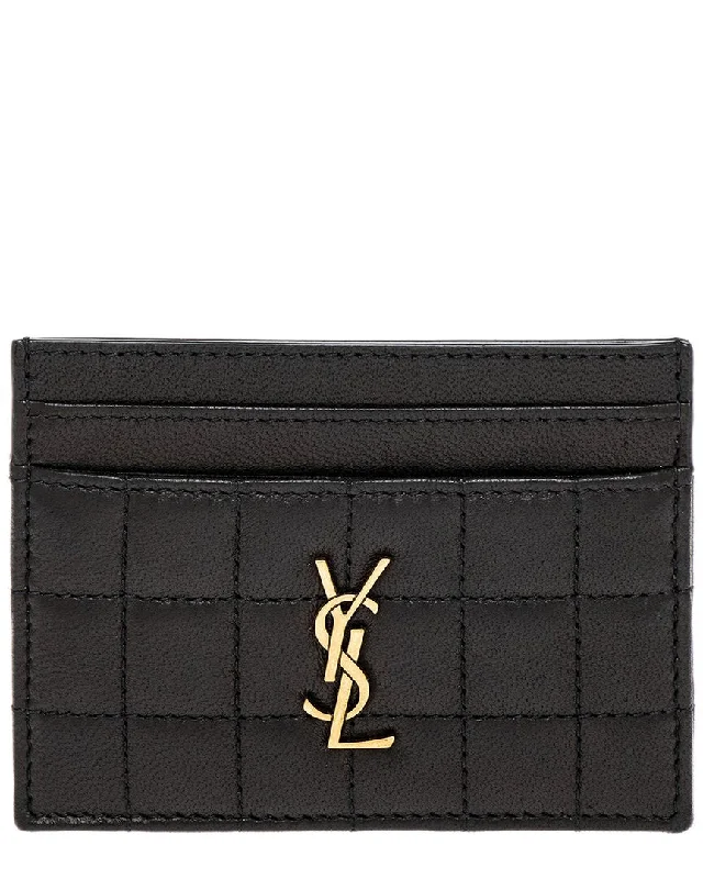 keychains with stylish finish-Saint Laurent Cassandre Leather Card Holder