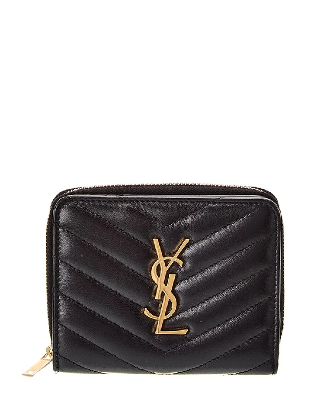 keychains with durable appeal-Saint Laurent Cassandre Matelasse Leather Card Case