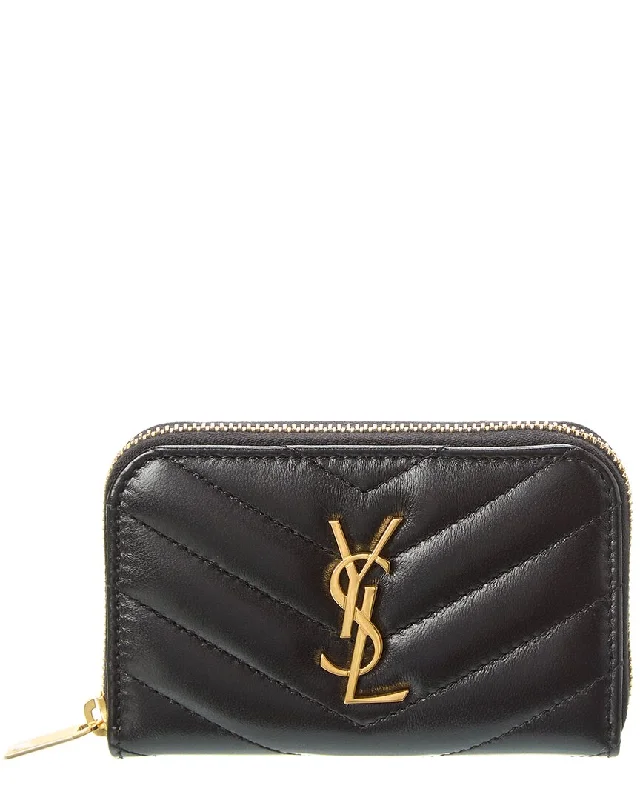 wallets for daily appeal-Saint Laurent Cassandre Matelasse Leather Coin Card Wallet