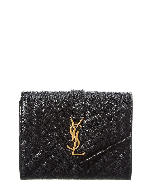 wallets for casual style-Saint Laurent Envelope Compact Leather French Wallet