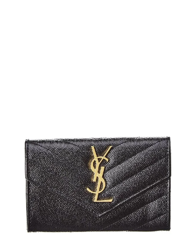 wallets for daily appeal-Saint Laurent Small Matelasse Leather Envelope Wallet