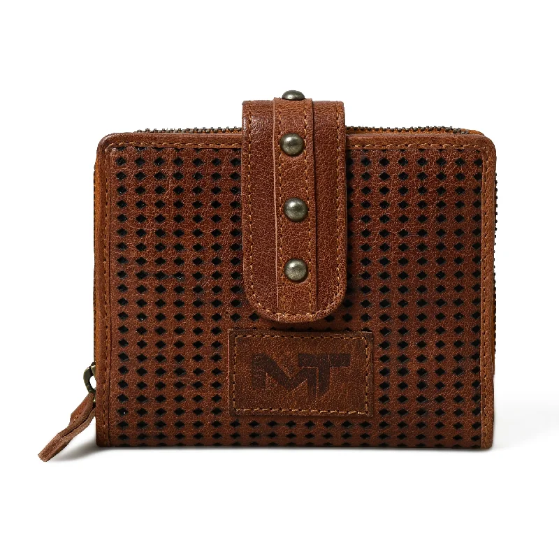 keychains with leather appeal-Textured Women's Bifold Wallet-Brown