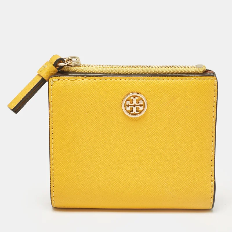 wallets for casual appeal-Tory Burch Mustard Leather Robinson Bifold Wallet