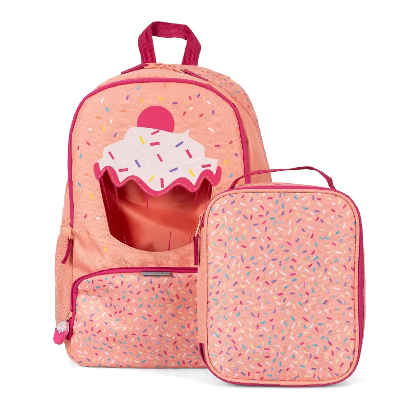 Backpacks for outdoor camping-Cupcake Backpack & Lunch Box Set