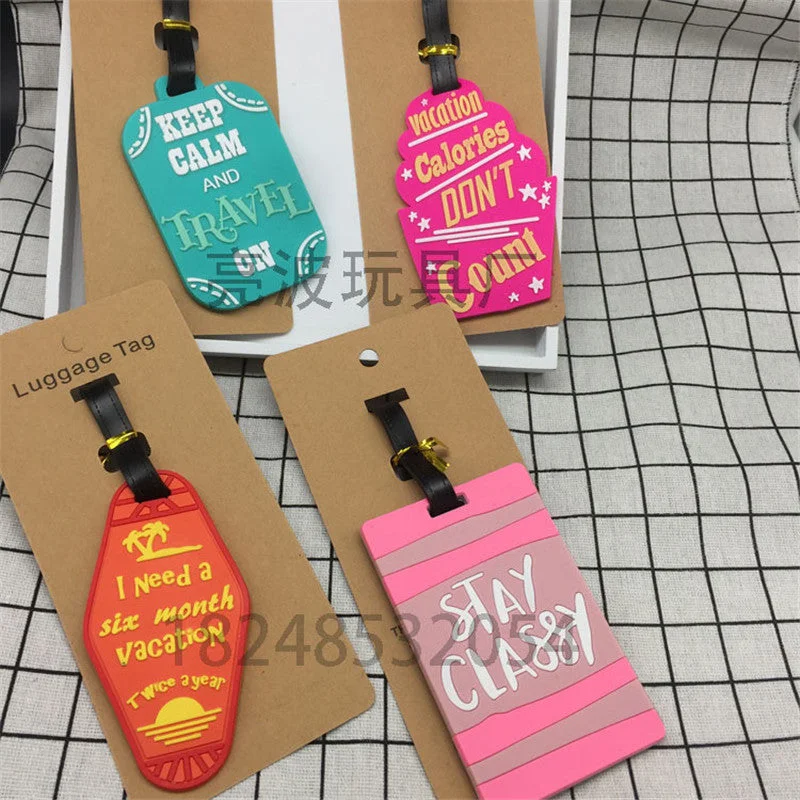 suitcase for small luggage-Travel Accessories Keep Calm Luggage Tag Fashion Women Silica Gel Suitcase ID Address Holder Baggage Boarding Tag Portable Label