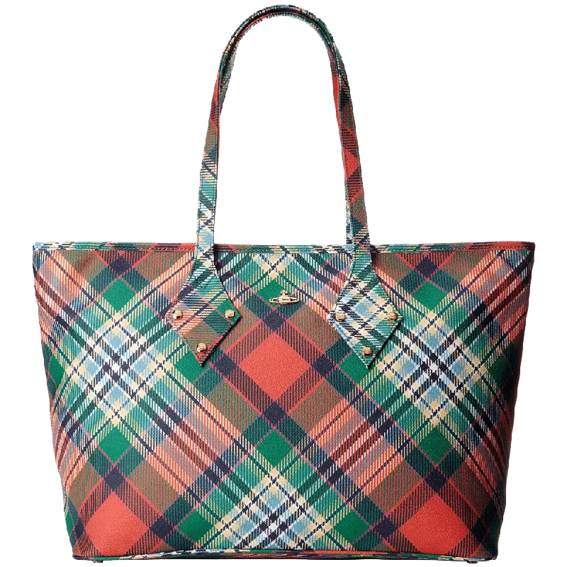 Tote Bag foldable-Vivienne Westwood Plaid Tote