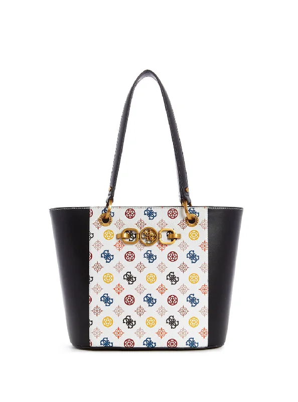 Tote Bag for souvenirs-White Multi Noelle Small Elite Tote Bag