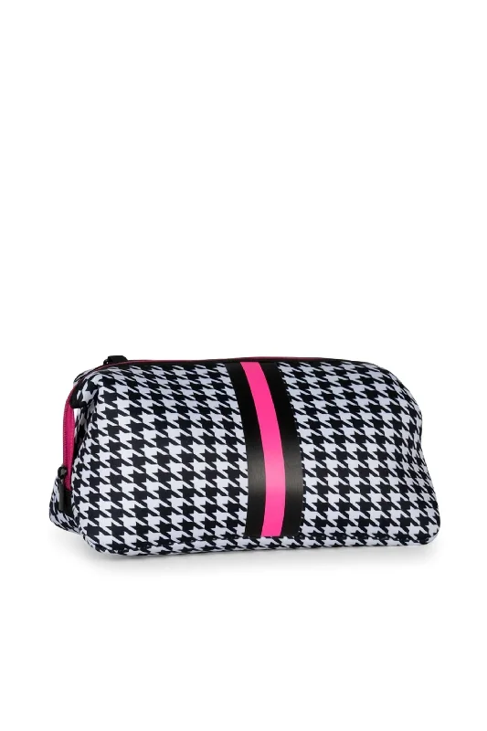 keychains for gift options-Women's Kyle Royal Toiletry Bag In Houndstooth/black Pink Stripe