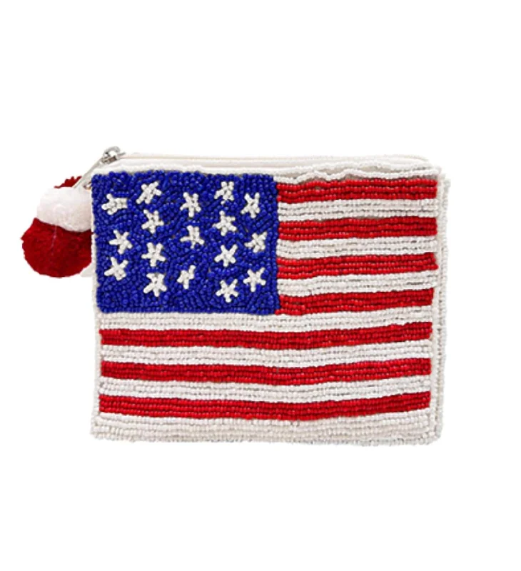 suitcase with travel pouch-American Flag Coin Pouch In Multi