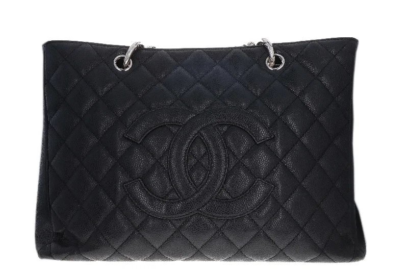 Tote Bag for grocery runs-Chanel Caviar Grand Shopping Tote Black