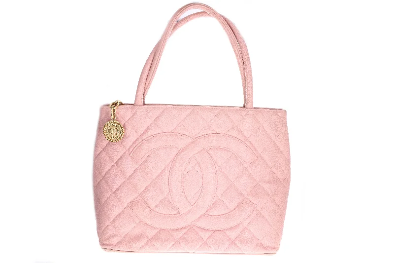 Tote Bag striped-Chanel Pink Quilted Caviar Medallion Tote