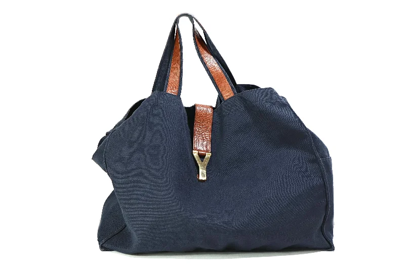 Tote Bag for yoga-Yves Saint Laurent Navy Canvas Tote