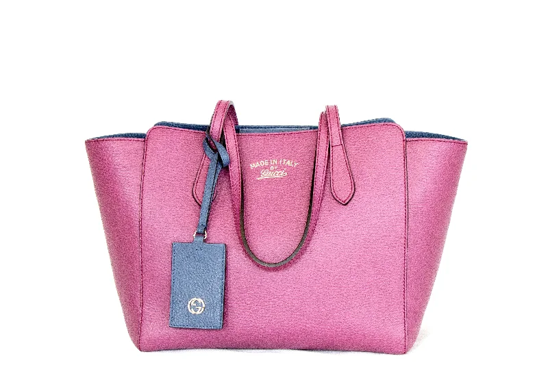 Tote Bag with lightweight fabric-Gucci Swing Tote Small Leather Magenta