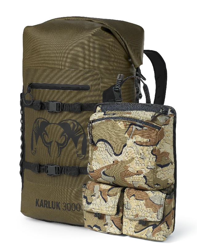 Backpacks with bright colors-Karluk 3000 Roll Top Dry Backpack Set | Coyote Brown/Valo