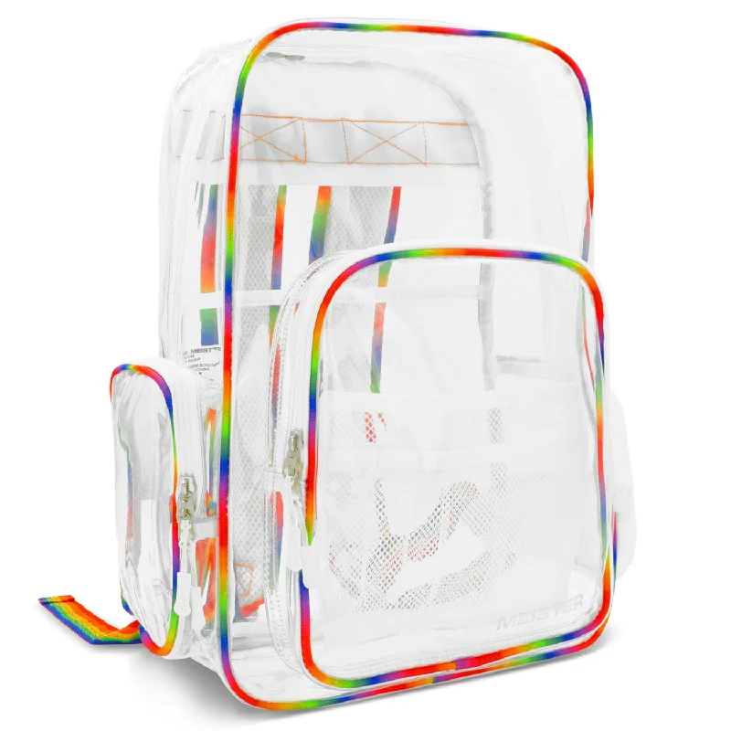 Backpacks with compact size-Meister All-Access Clear Backpack - Rainbow